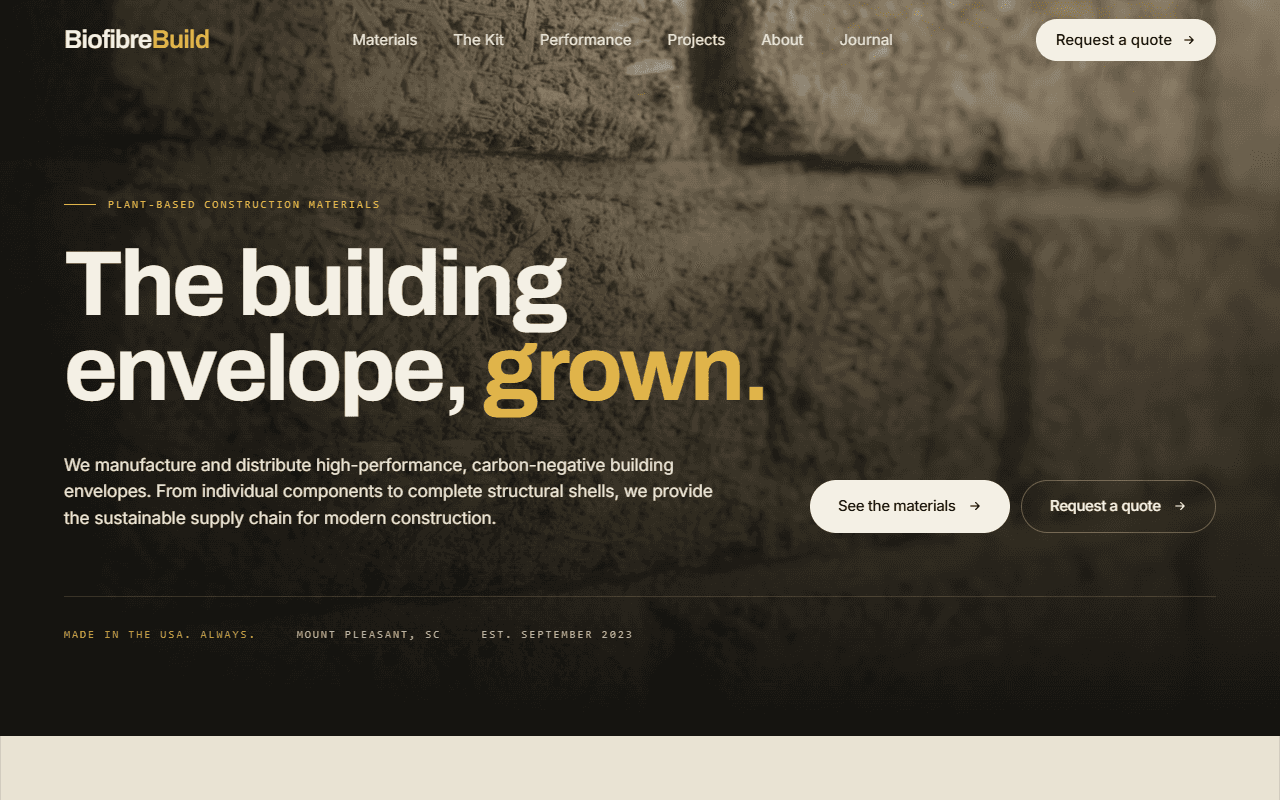BiofibreBuild — website designed and built by Metrix