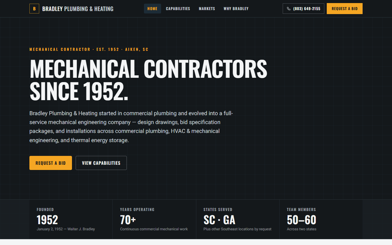 Bradley Plumbing & Heating — website designed and built by Metrix