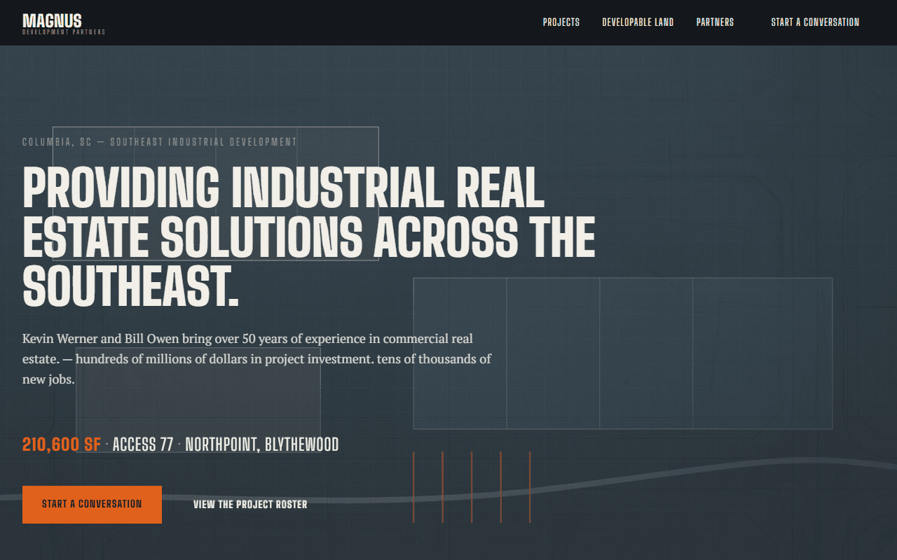 Magnus Development Partners — website designed and built by Metrix