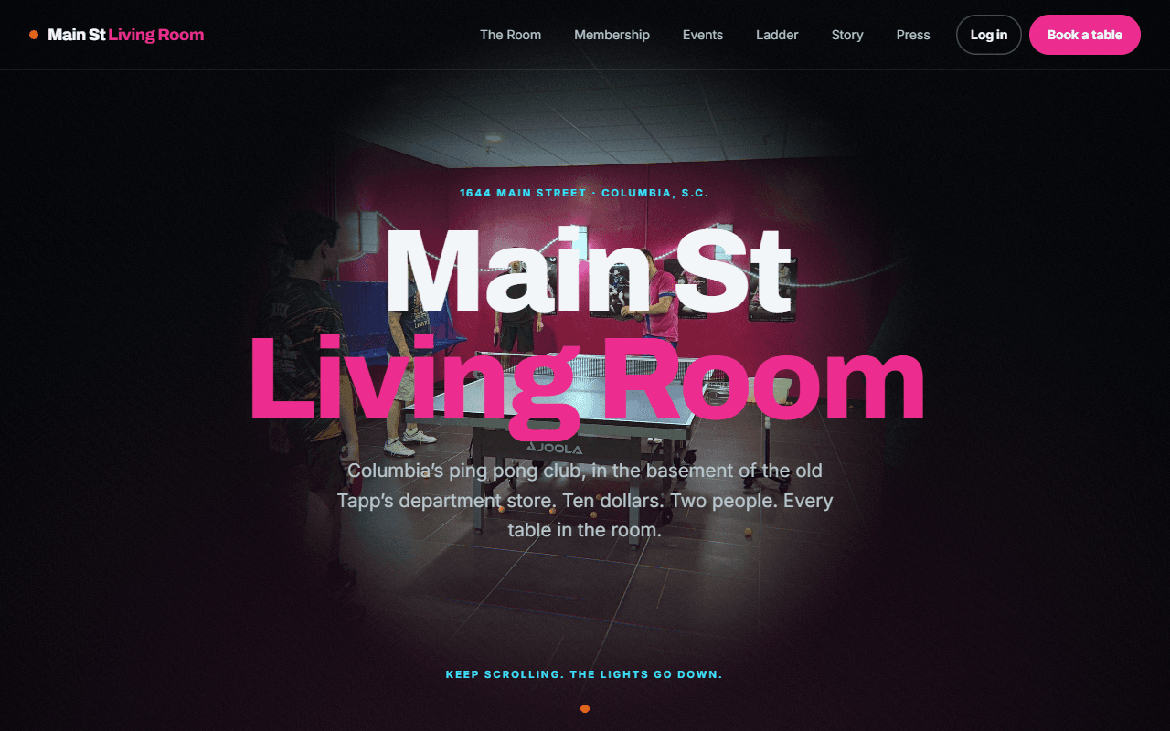 Main Street Living Room — website designed and built by Metrix