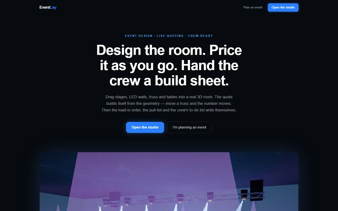 Event Layout Studio, designed and built by Metrix